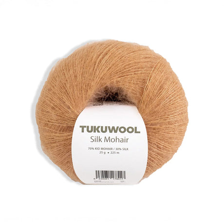 Ball of Tukuwool Silk Mohair yarn on a white background