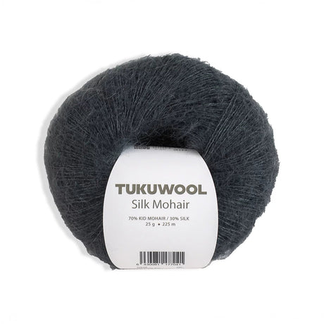 Ball of Tukuwool Silk Mohair yarn on a white background